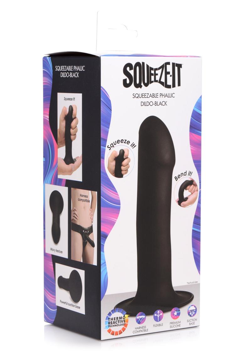 Load image into Gallery viewer, Squeeze-It Squeezable Phallic 6.75in Dildo - Black
