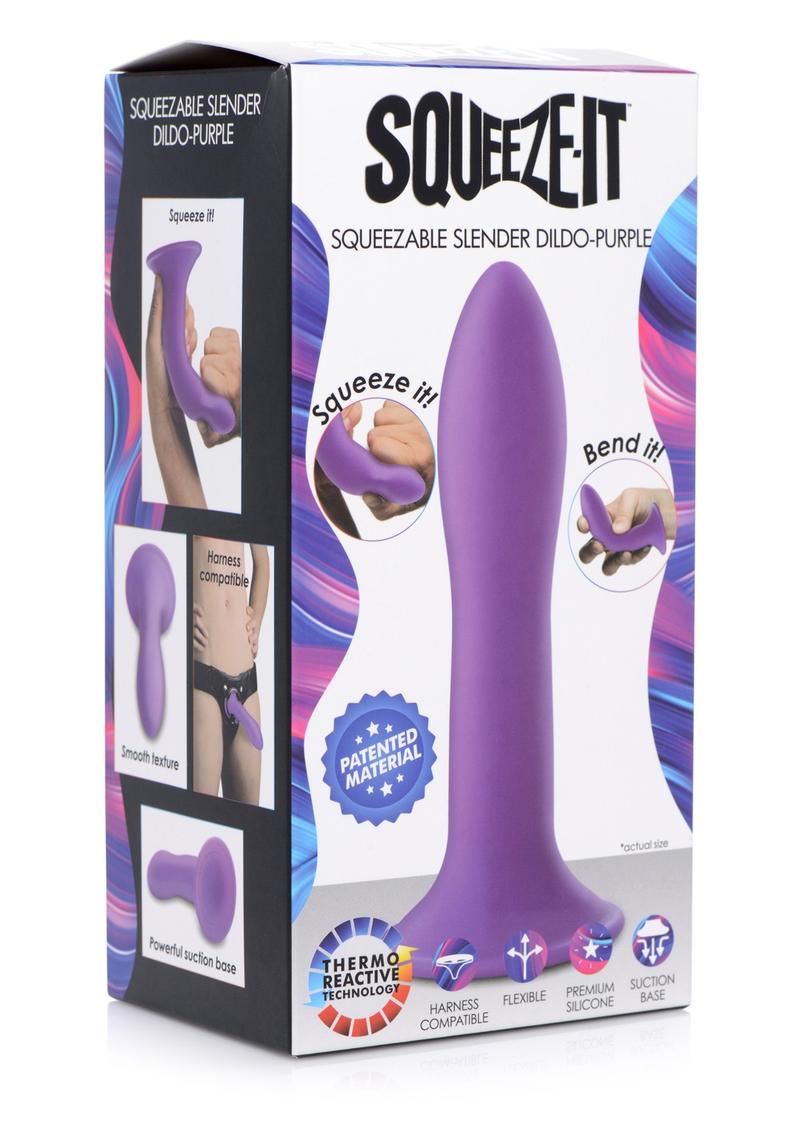 Load image into Gallery viewer, Squeeze-It Squeezable Slender Silicone Dildo - Purple - 5.3in
