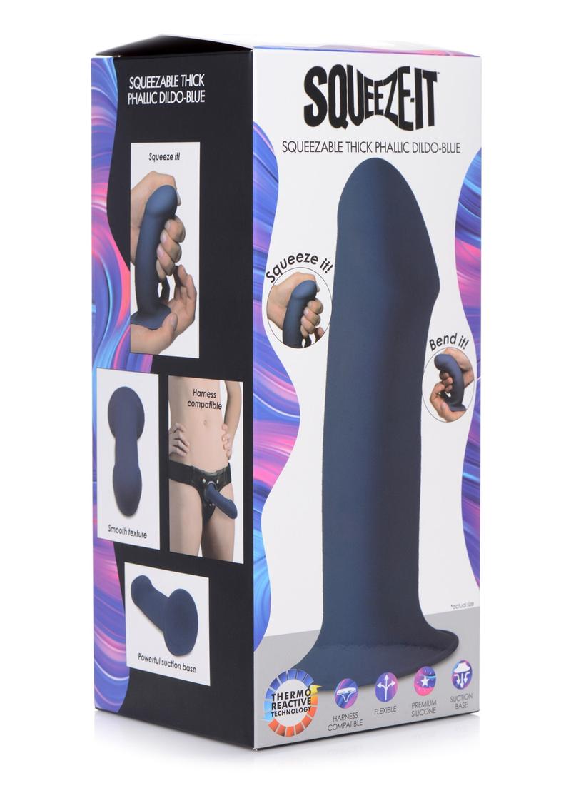 Load image into Gallery viewer, Squeeze-It Squeezable Thick Dildo - Blue - 6.9in
