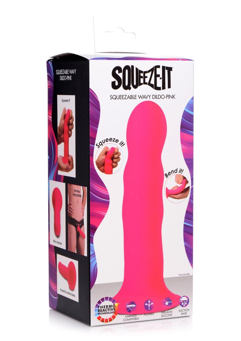 Load image into Gallery viewer, Squeeze-It Squeezable Wavy 7.2in Dildo - Pink
