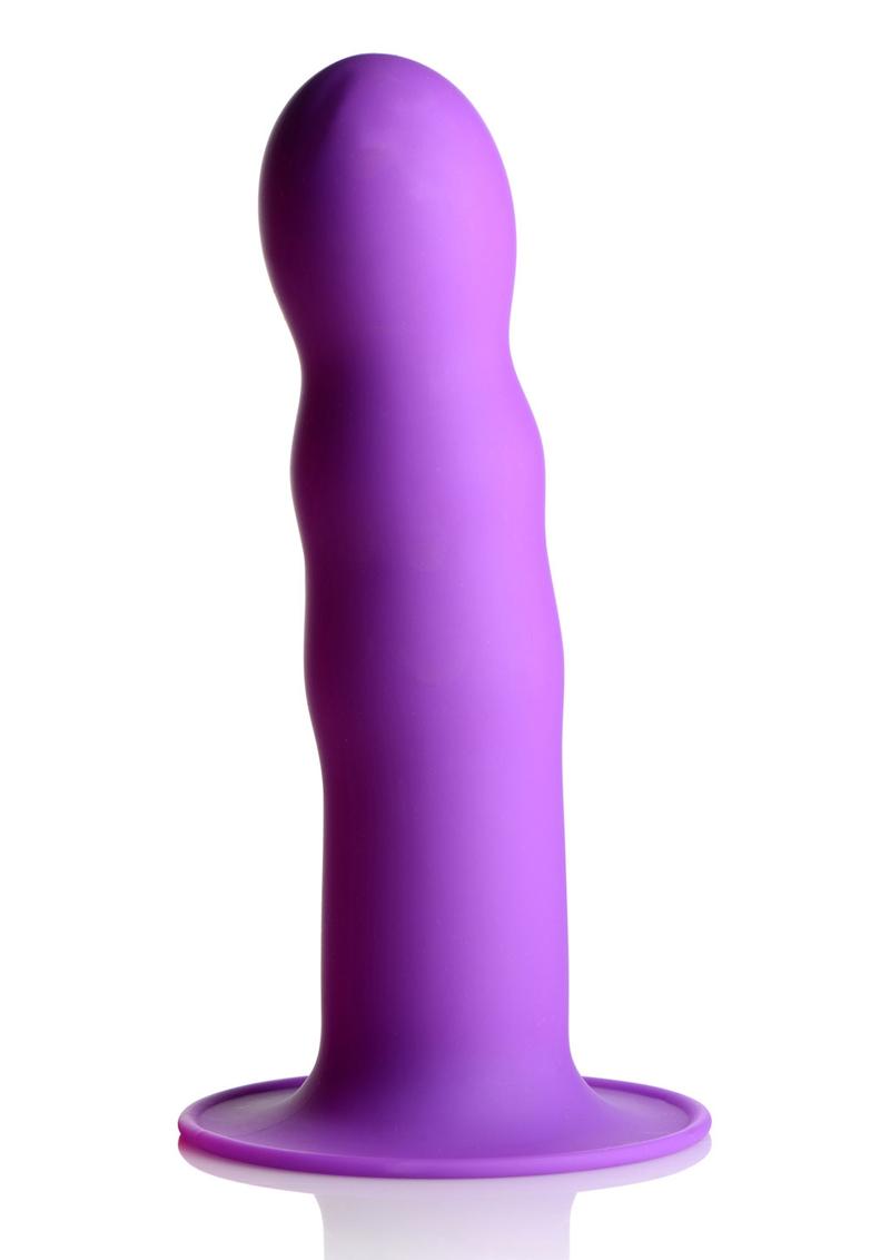 Load image into Gallery viewer, Squeeze-It Squeezable Wavy Silicone Dildo - Purple - 7.3in
