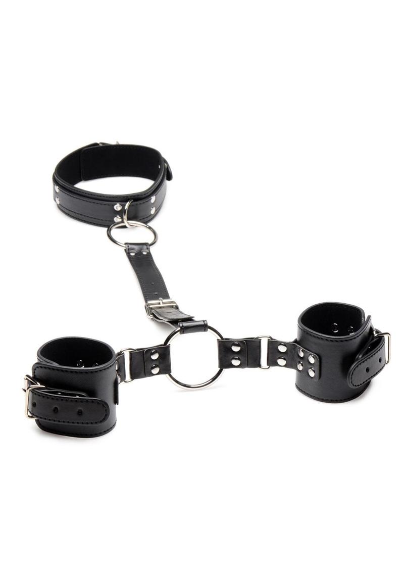 Load image into Gallery viewer, Strict Adjustable Neck to Wrist Restraints - Black
