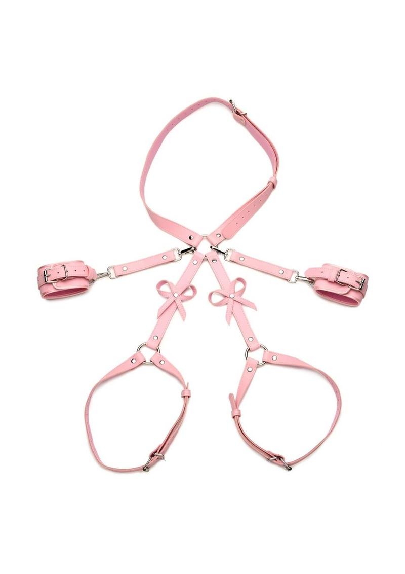 Load image into Gallery viewer, Strict Bondage Harness with Bows - Pink - Large/Medium
