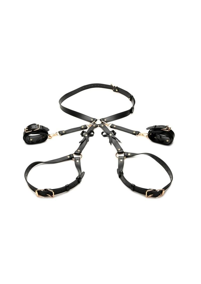 Load image into Gallery viewer, Strict Bondage Harness with Bows - Black - XLarge/XXLarge
