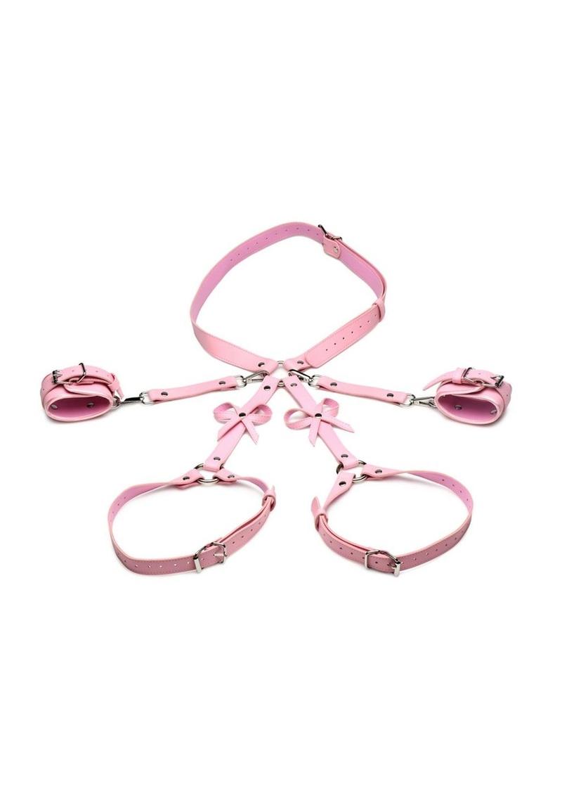 Load image into Gallery viewer, Strict Bondage Harness with Bows - Pink - XLarge/XXLarge
