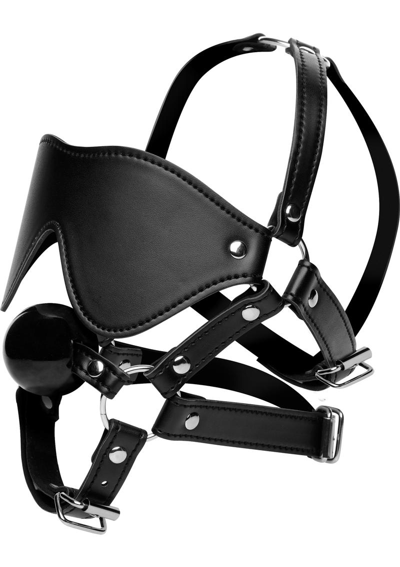 Load image into Gallery viewer, Strict Eye Mask Harness with Ball Gag - Black
