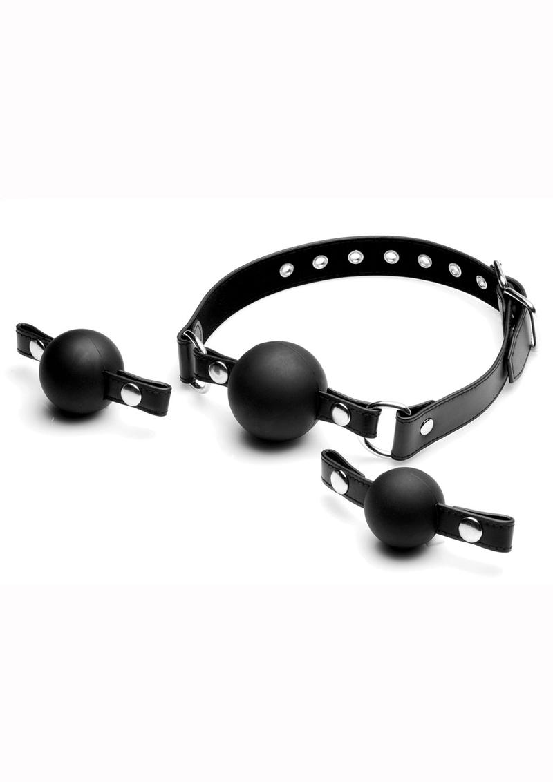 Load image into Gallery viewer, Strict Interchangeable Silicone Ball Gag - Black - Set
