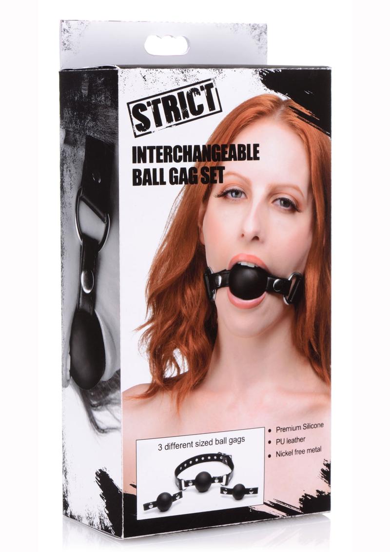 Load image into Gallery viewer, Strict Interchangeable Silicone Ball Gag - Black - Set
