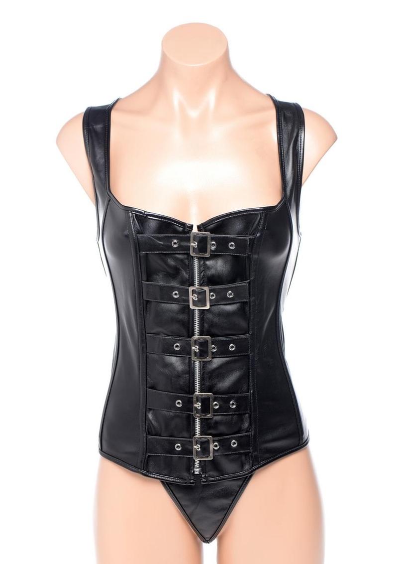 Load image into Gallery viewer, Strict Lace-Up Corset Vest and Thong
