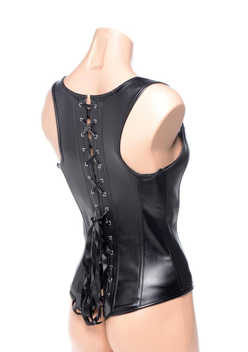 Load image into Gallery viewer, Strict Lace-Up Corset Vest and Thong
