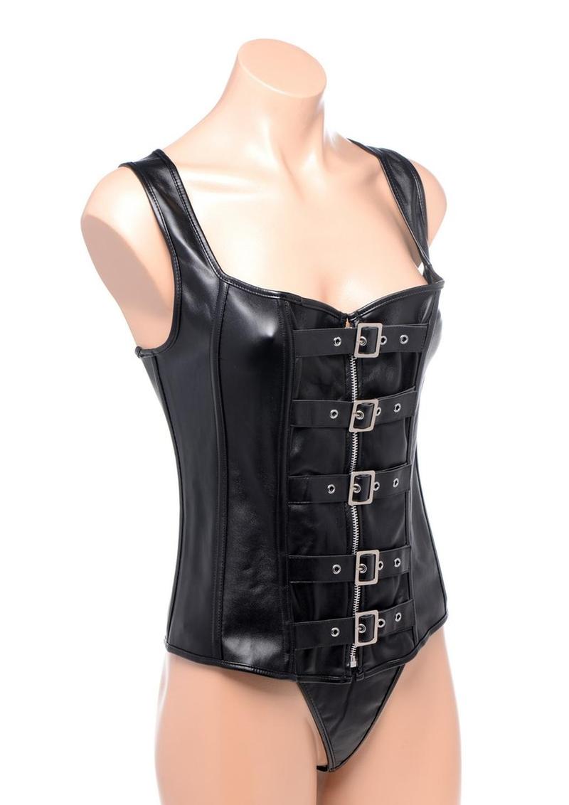 Load image into Gallery viewer, Strict Lace-Up Corset Vest and Thong
