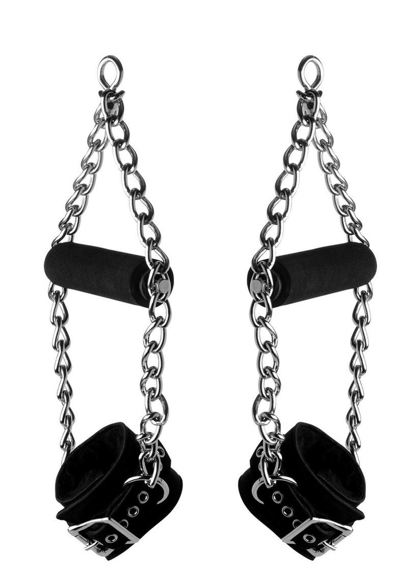 Load image into Gallery viewer, Strict Leather Fur Lined Suspension Cuffs - Black/Metal
