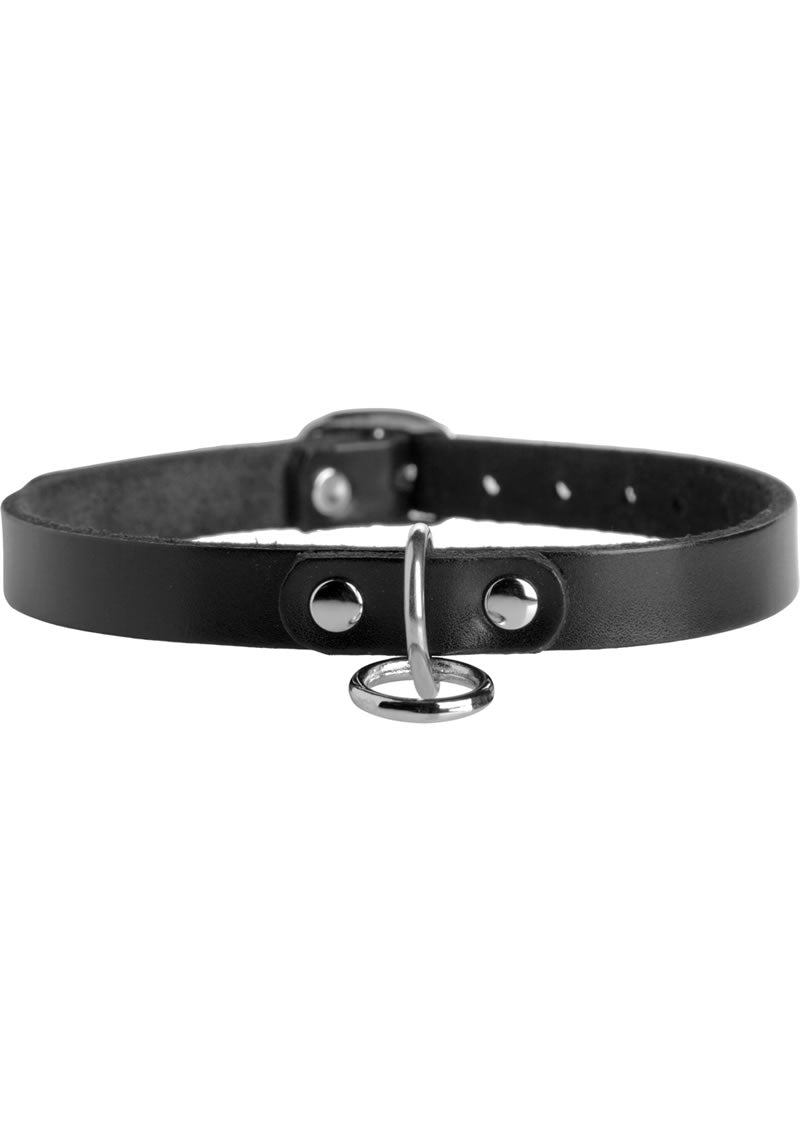 Load image into Gallery viewer, Strict Leather Unisex Leather Choker with O-Ring - M/L - Black - Medium
