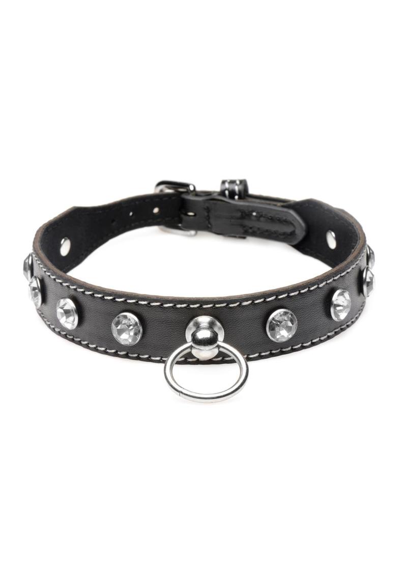 Load image into Gallery viewer, Strict Rhinestone Choker with O-Ring - Black/Clear
