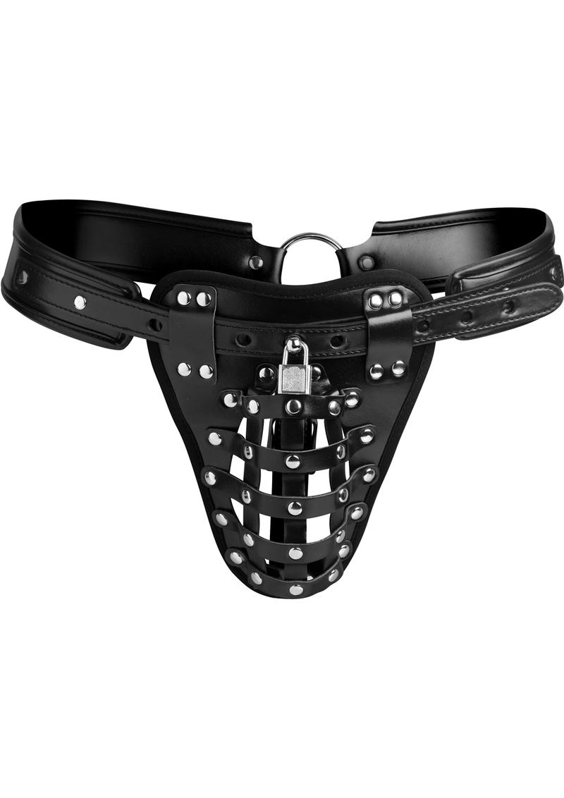 Load image into Gallery viewer, Strict Safety Net Male Chastity Belt - Black/Metal
