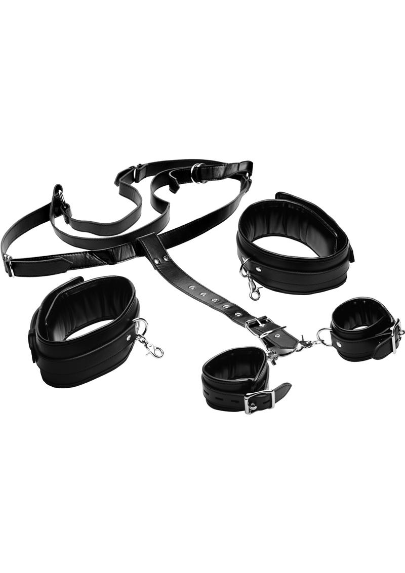 Load image into Gallery viewer, Strict Thigh Sling with Wrist Cuffs - Black
