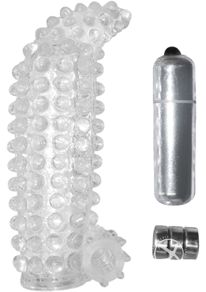 Load image into Gallery viewer, Studded Cock Teaser Vibrating Penis Extension Sleeve - Clear
