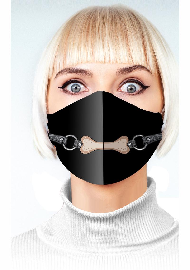 Load image into Gallery viewer, Super Naughty Dog Bone Gag Mask - Black
