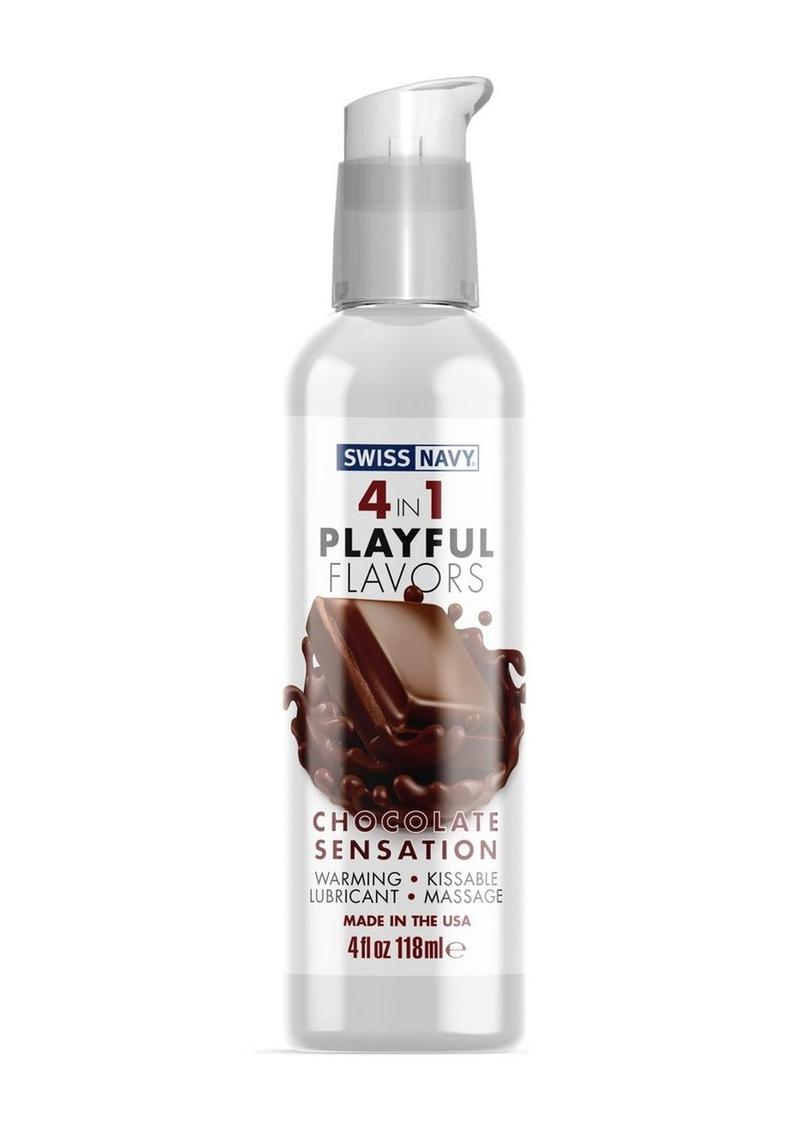 Load image into Gallery viewer, Swiss Navy 4 In 1 Flavored Lubricant 4oz - Chocolate Sensation
