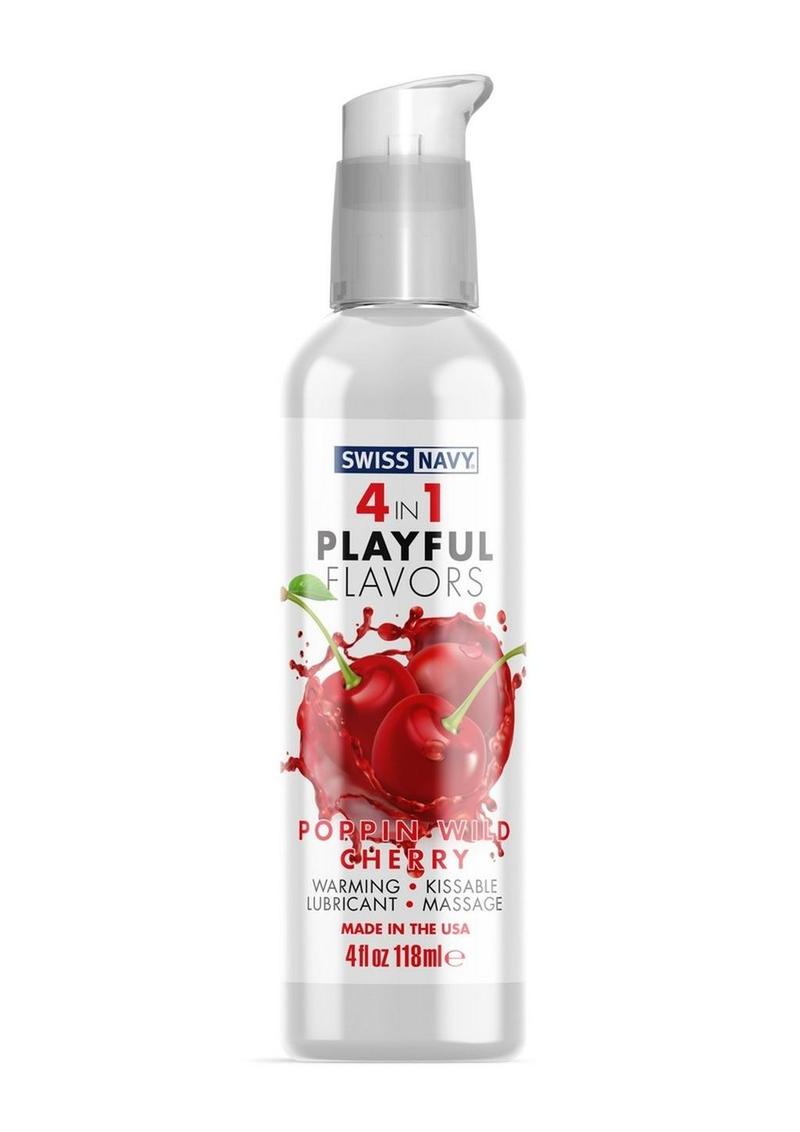 Load image into Gallery viewer, Swiss Navy 4 In 1 Flavored Lubricant 4oz - Poppin Wild Cherry
