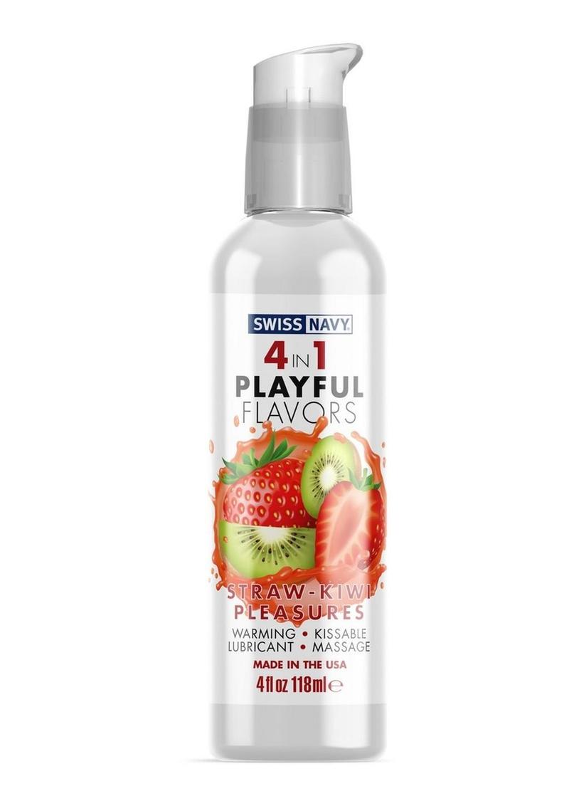 Load image into Gallery viewer, Swiss Navy 4 In 1 Flavored Lubricant 4oz - Strawberry/Kiwi Pleasure
