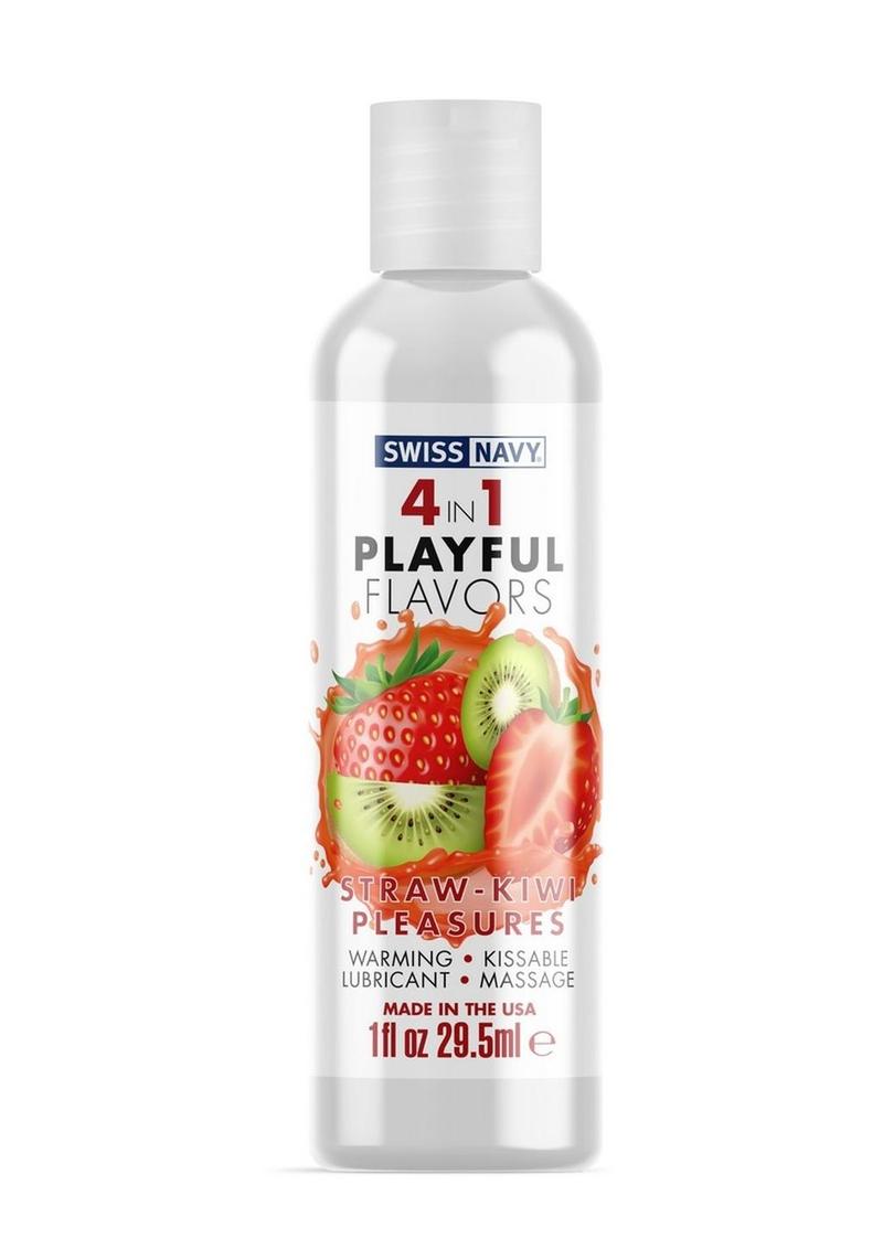 Load image into Gallery viewer, Swiss Nevy 4 In 1 Flavored Lubricant 1oz - Strawberry/Kiwi Pleasure
