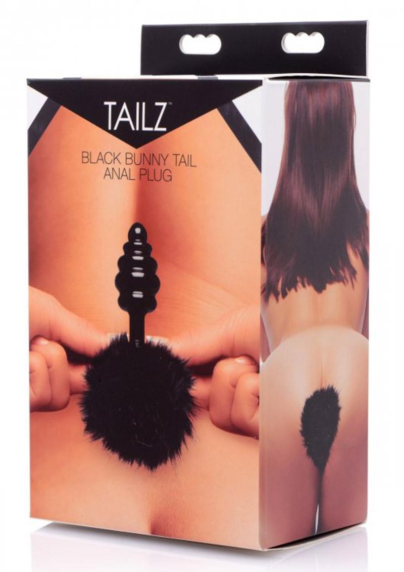 Load image into Gallery viewer, Tailz Bumble Bunny Faux Fur Tail Plug - Black
