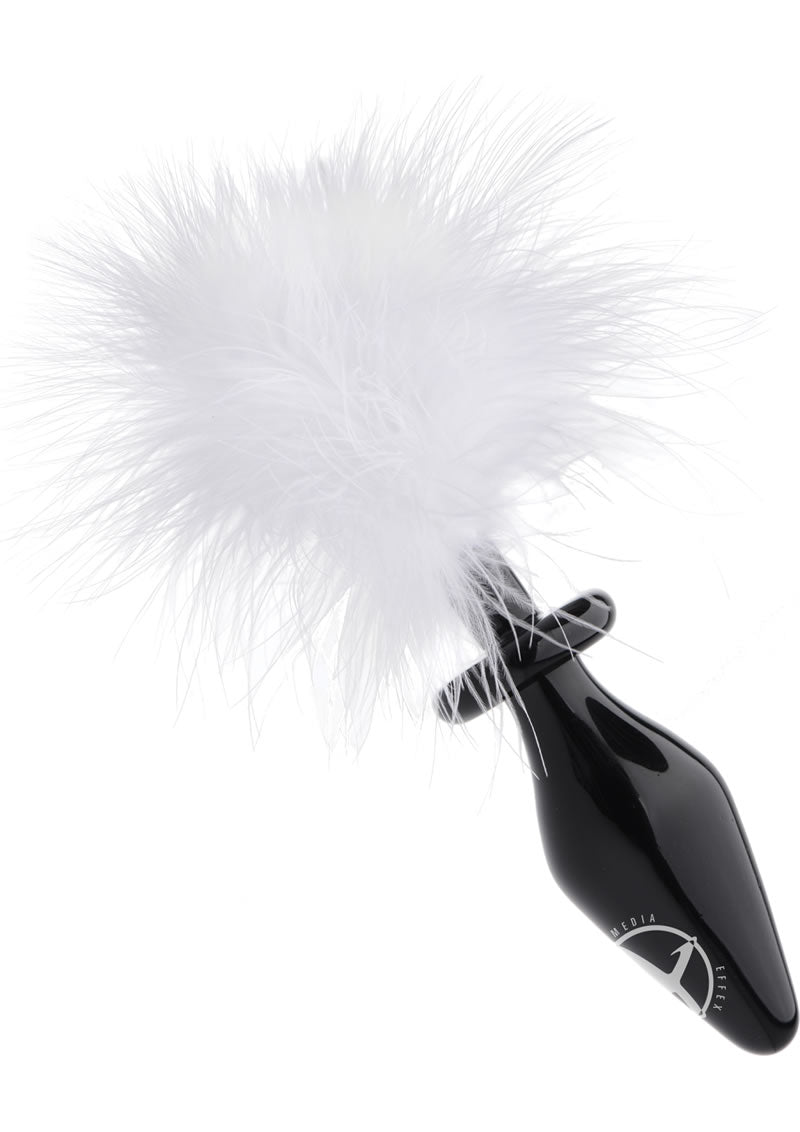 Load image into Gallery viewer, Tailz Fluffer Bunny Tail Glass Anal Plug - Black/White
