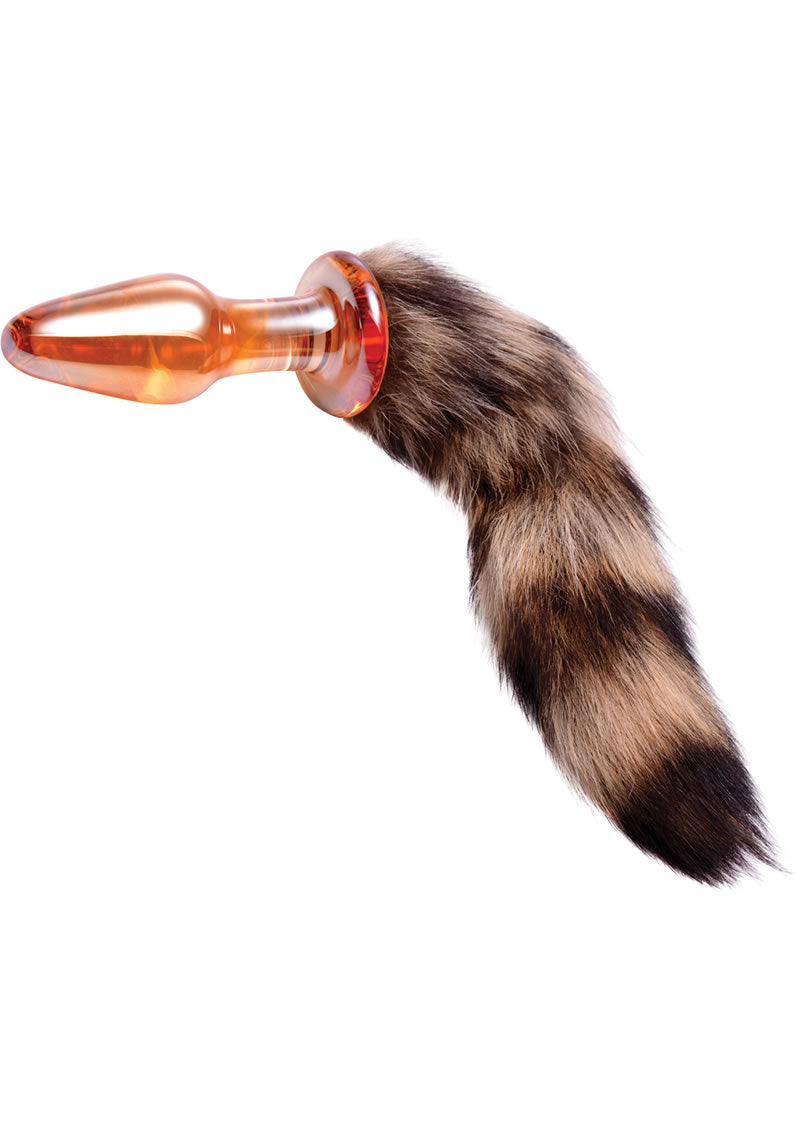 Load image into Gallery viewer, Tailz Fox Tail Glass Anal Plug - Orange
