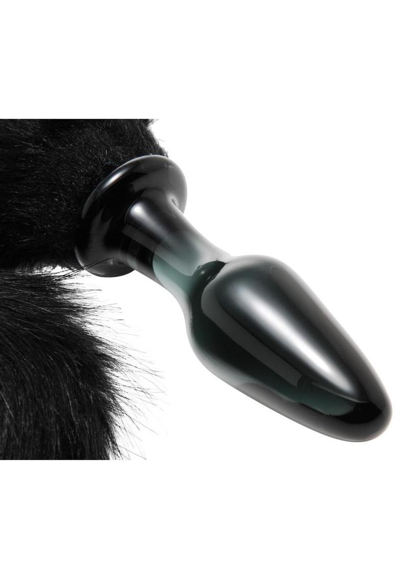 Load image into Gallery viewer, Tailz Midnight Fox Glass Butt Plug with Tail
