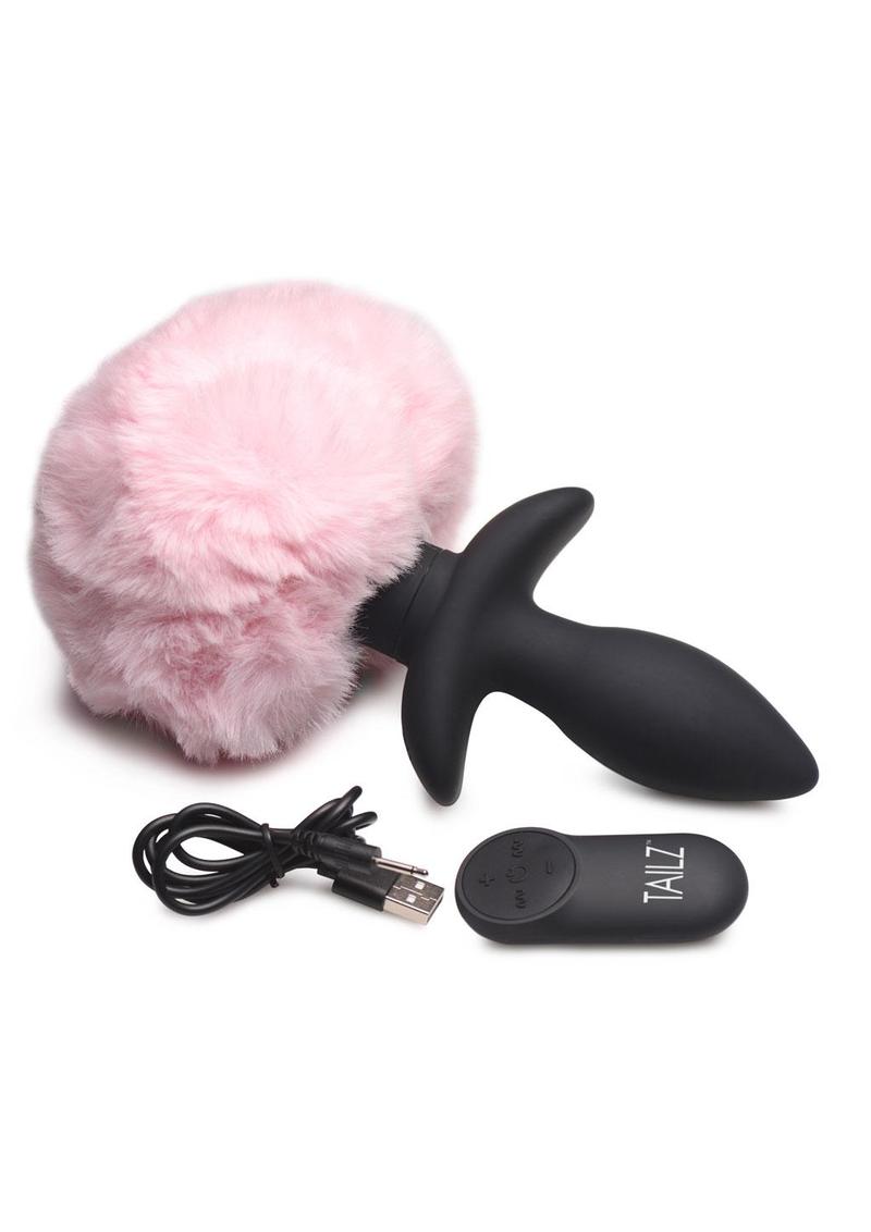 Load image into Gallery viewer, Tailz Moving and Vibrating Bunny Tails Rechargeable Silicone Anal Plug with Remote Control
