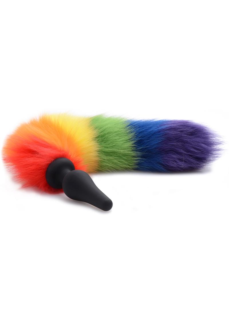 Load image into Gallery viewer, Tailz Rainbow Tail Silicone Butt Plug - Multicolor/Rainbow
