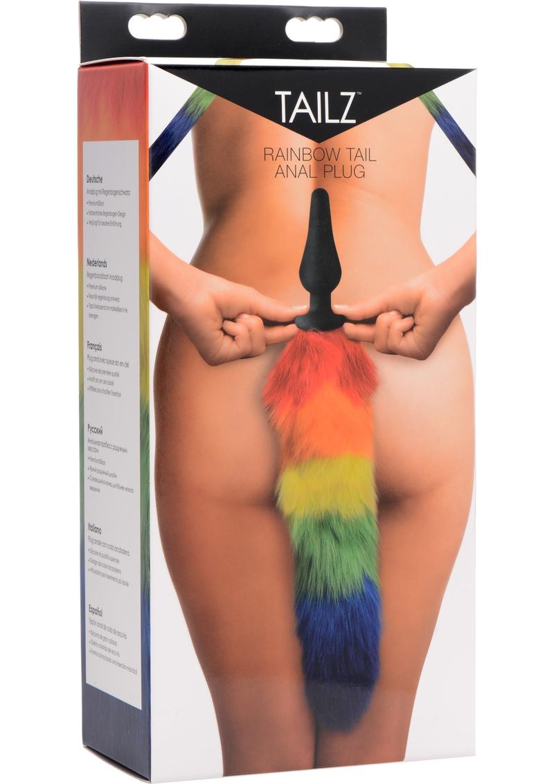 Load image into Gallery viewer, Tailz Rainbow Tail Silicone Butt Plug - Multicolor/Rainbow
