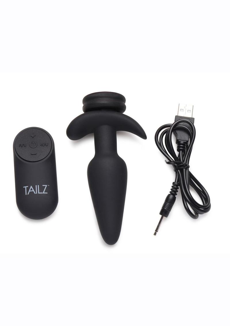 Load image into Gallery viewer, Tailz Snap-On 10x Rechargeable Silicone Anal Plug with Remote Control - Black/Pink - Small
