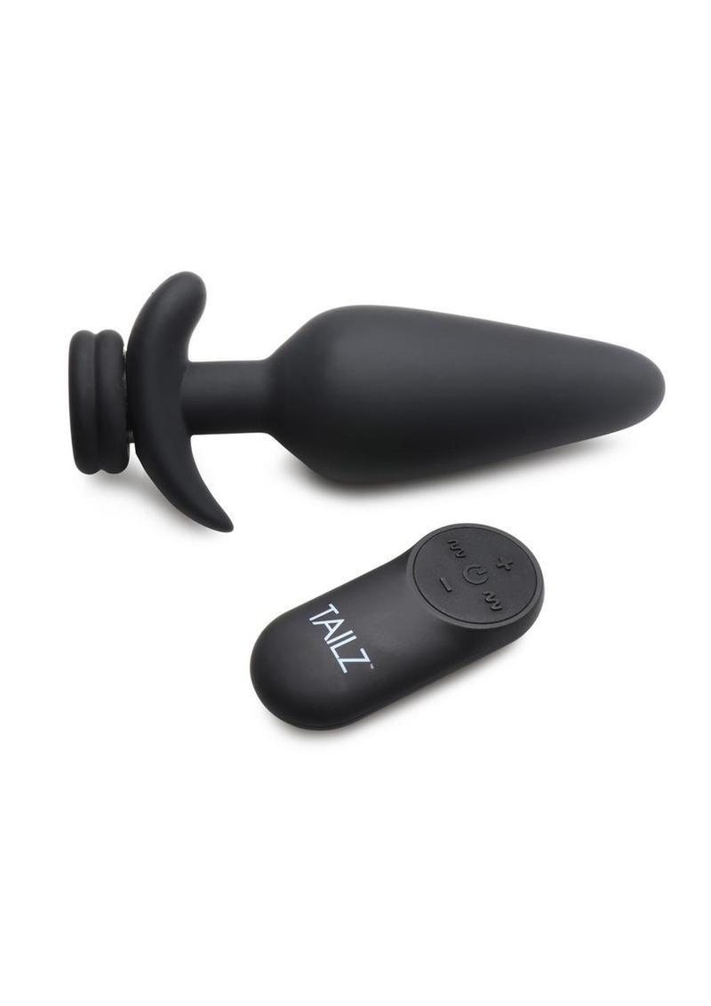 Load image into Gallery viewer, Tailz Snap-On 10x Rechargeable Silicone Anal Plug with Remote Control - Black - XLarge
