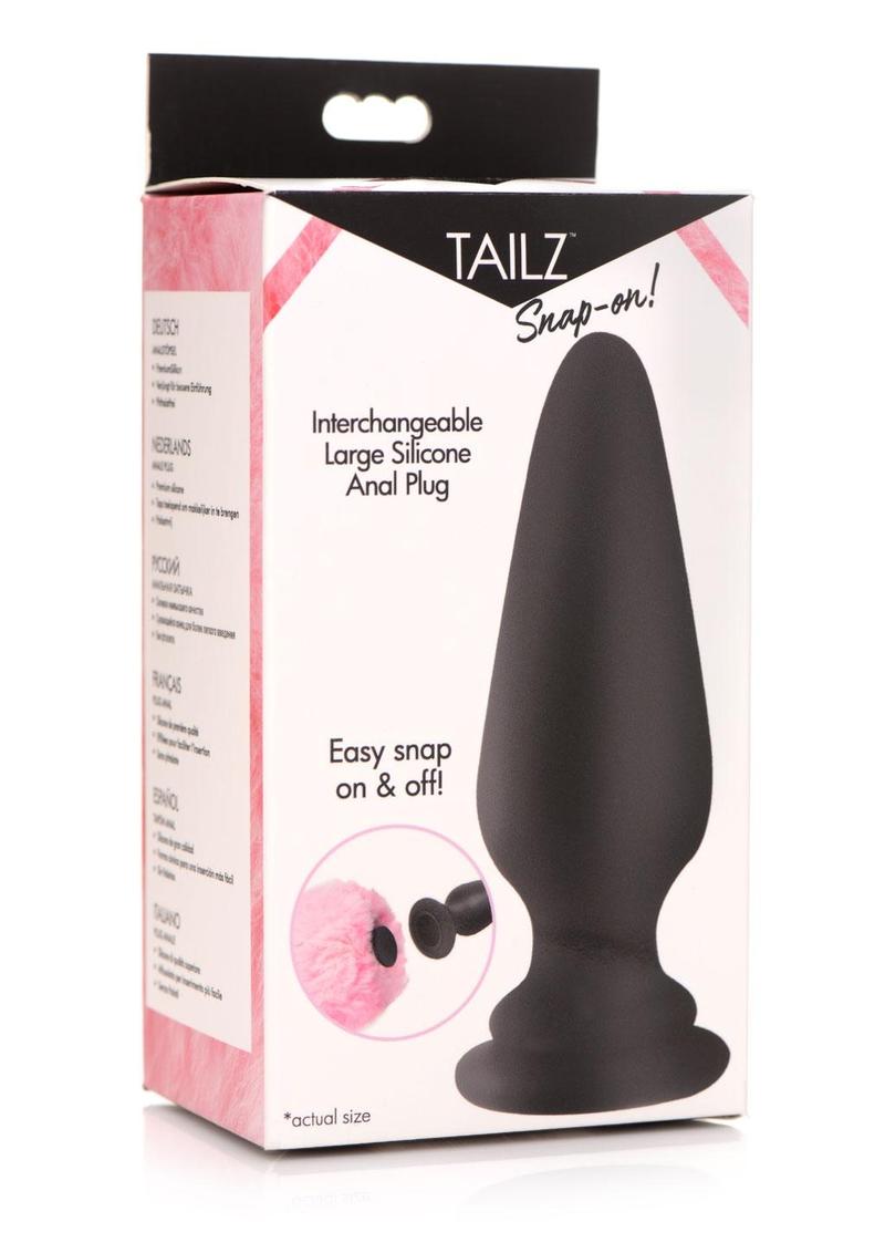 Load image into Gallery viewer, Tailz Snap-On Silicone Anal Plug - Black/Pink - Large
