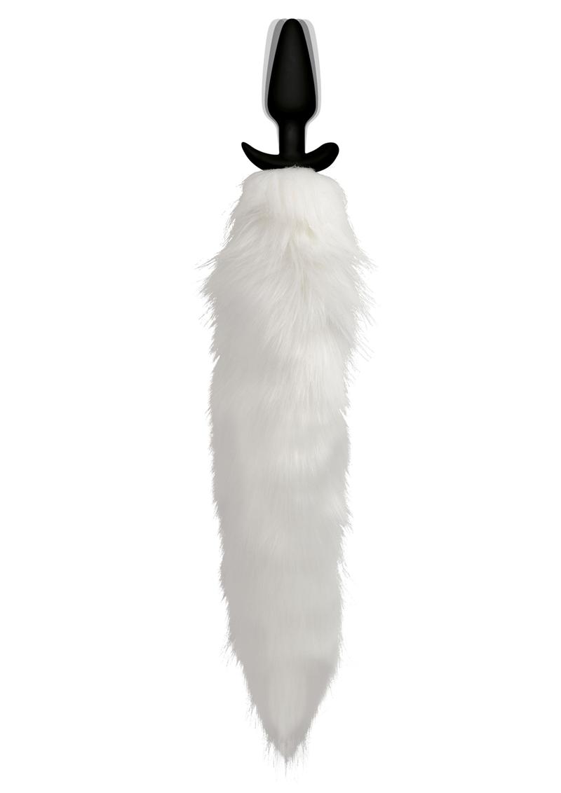 Load image into Gallery viewer, Tailz Vibrating White Fox Tail Slender Anal Plug - White
