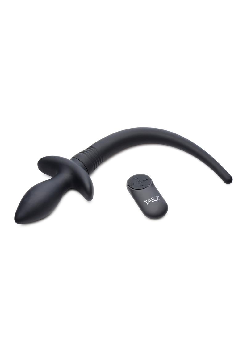 Load image into Gallery viewer, Tailz Waggerz Moving and Vibrating Silicone Rechargeable Puppy Tail with Remote Control - Black
