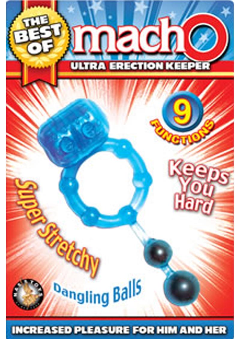 Load image into Gallery viewer, The Best Of Macho Ultra Erection Keeper Vibrating Cock Ring with Dangling Balls - Blue
