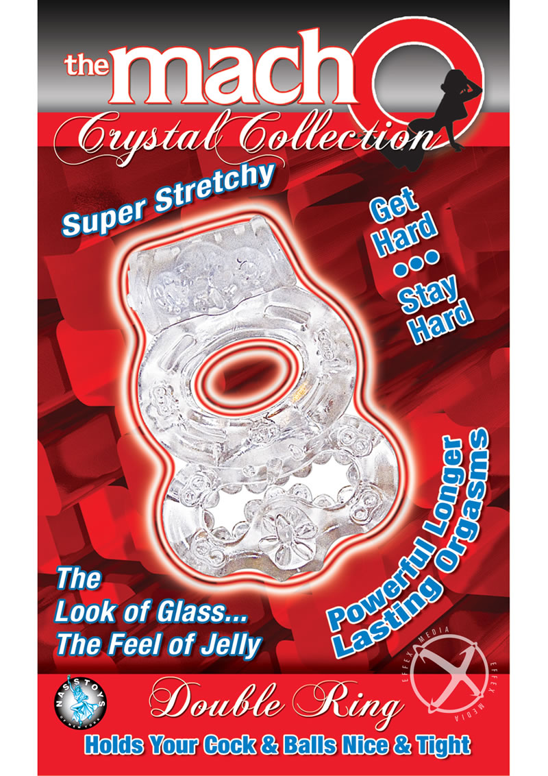 Load image into Gallery viewer, The Macho Crystal Collection Double Ring Vibrating Cock Ring - Clear
