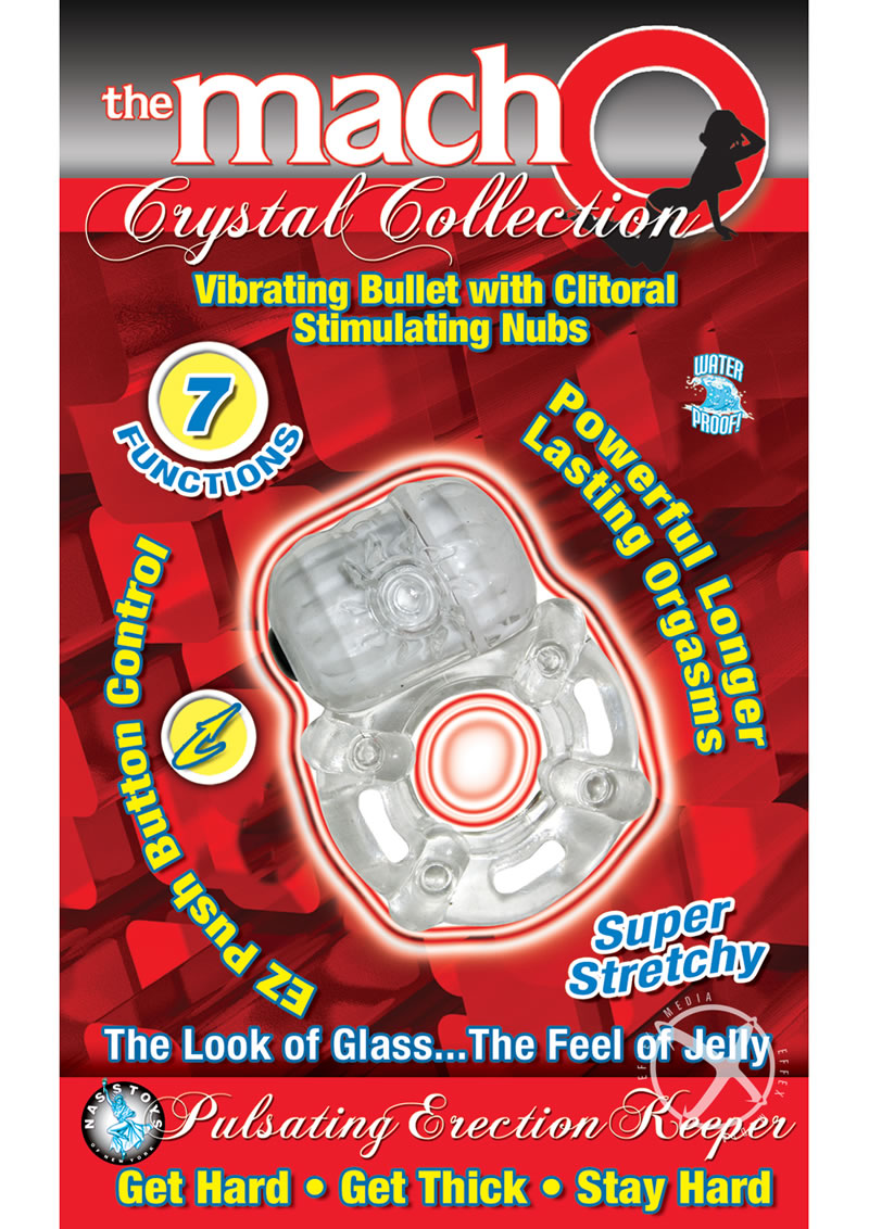 Load image into Gallery viewer, The Macho Crystal Collection Pulsating Erection Keeper Vibrating Cock Ring - Clear
