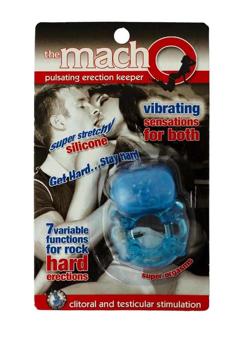 Load image into Gallery viewer, The Macho Erection Keeper Silicone Vibrating Cock Ring - Blue
