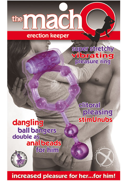 The Macho Erection Keeper Vibrating Cock Ring - Purple