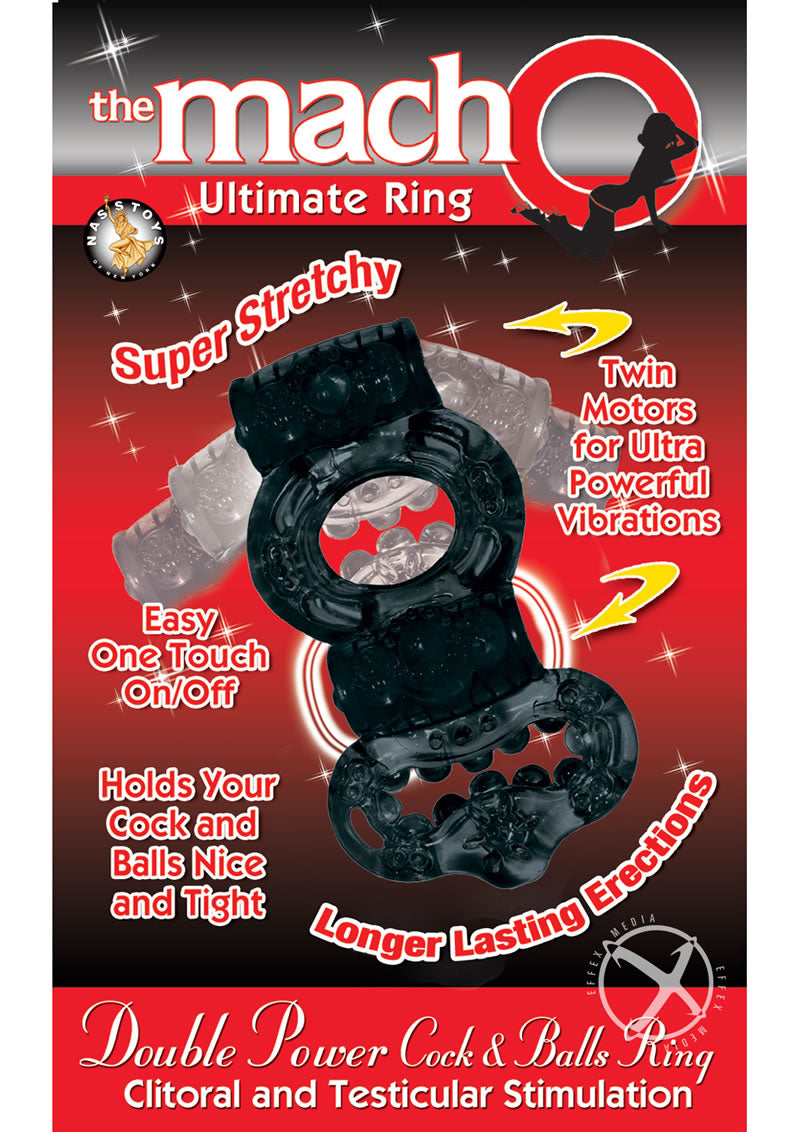 Load image into Gallery viewer, The Macho Ultimate Ring Double Power Cock and Ball Vibrating Cock Ring - Black
