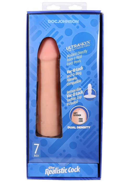 The Realistic Cock Ultraskyn Removable Vac-U-Lock Suction Cup - Vanilla - 7in