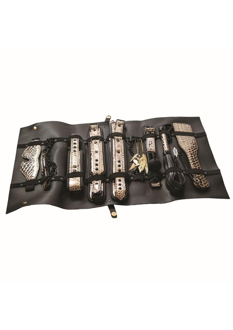 Load image into Gallery viewer, The Traveler Restraint and Bondage Play Kit - Black/Gold - Set Of 10
