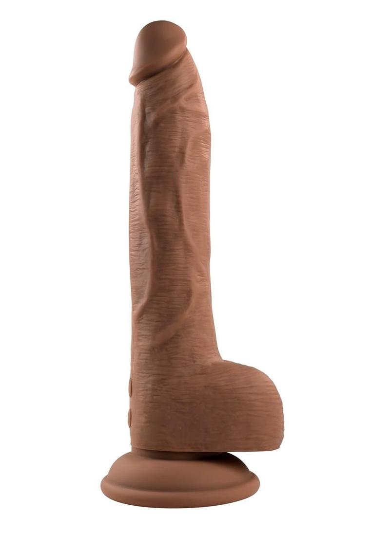 Load image into Gallery viewer, Thrust In Me Rechargeable Silicone Thrusting Vibrating Realistic Dong with Remote Control - Chocolate
