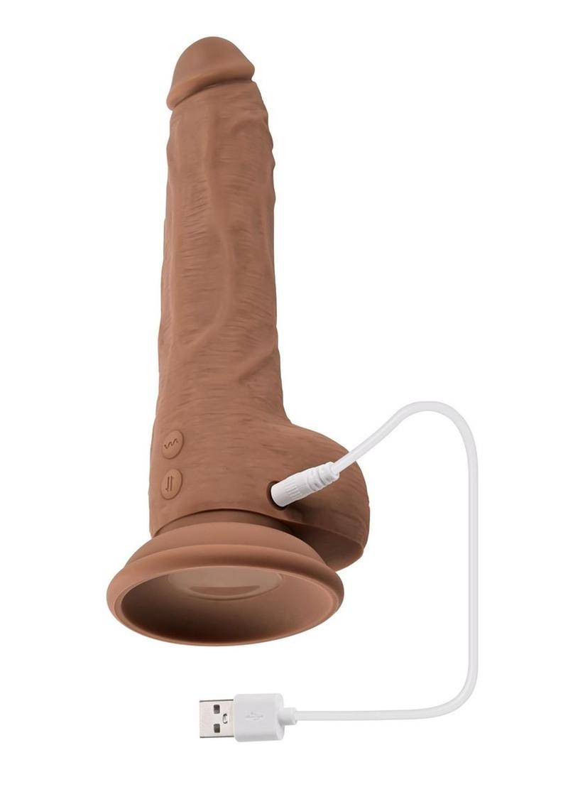 Load image into Gallery viewer, Thrust In Me Rechargeable Silicone Thrusting Vibrating Realistic Dong with Remote Control
