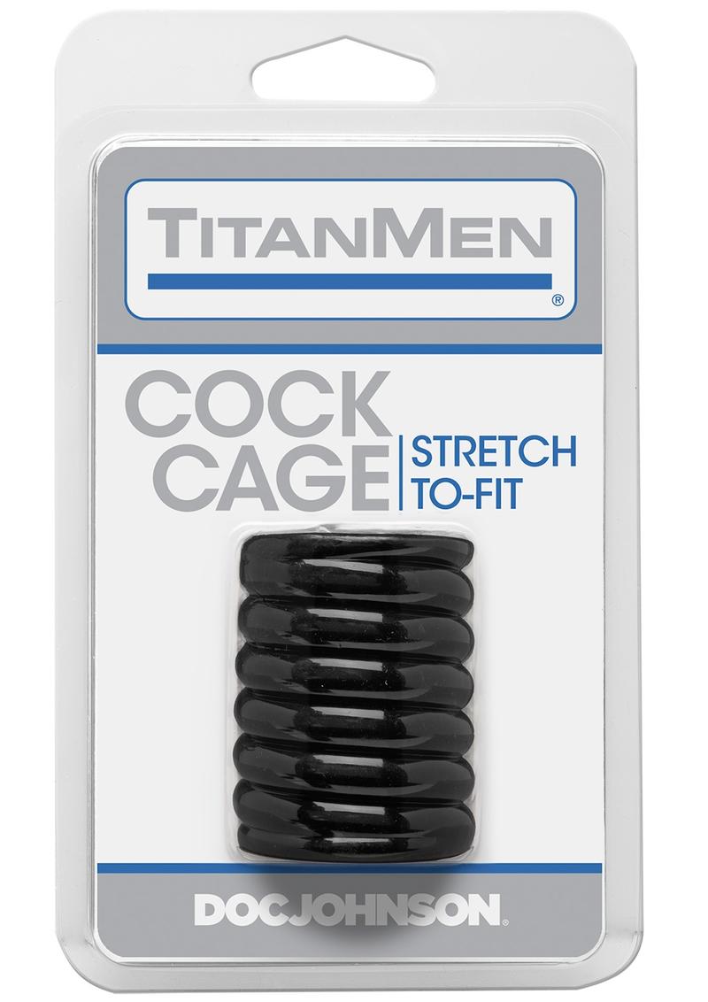 Load image into Gallery viewer, Titanmen Ribbed Stretch-To-Fit Cock Cage - Black
