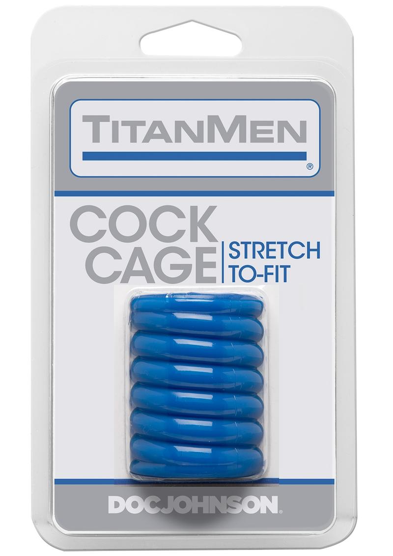 Load image into Gallery viewer, Titanmen Ribbed Stretch-To-Fit Cock Cage - Blue
